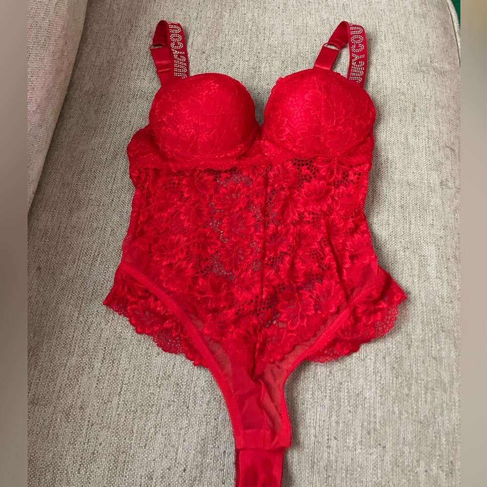 Juicy couture red lace bodysuit